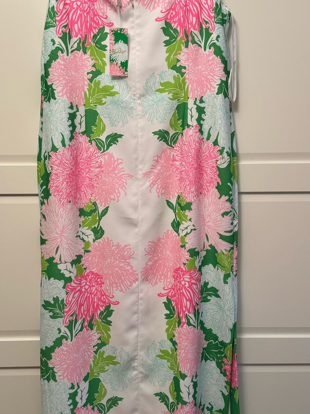 Lilly Pulitzer Bernice Pink & Green Floral Maxi Dress with Bow Straps 12 - Picture 8 of 11
